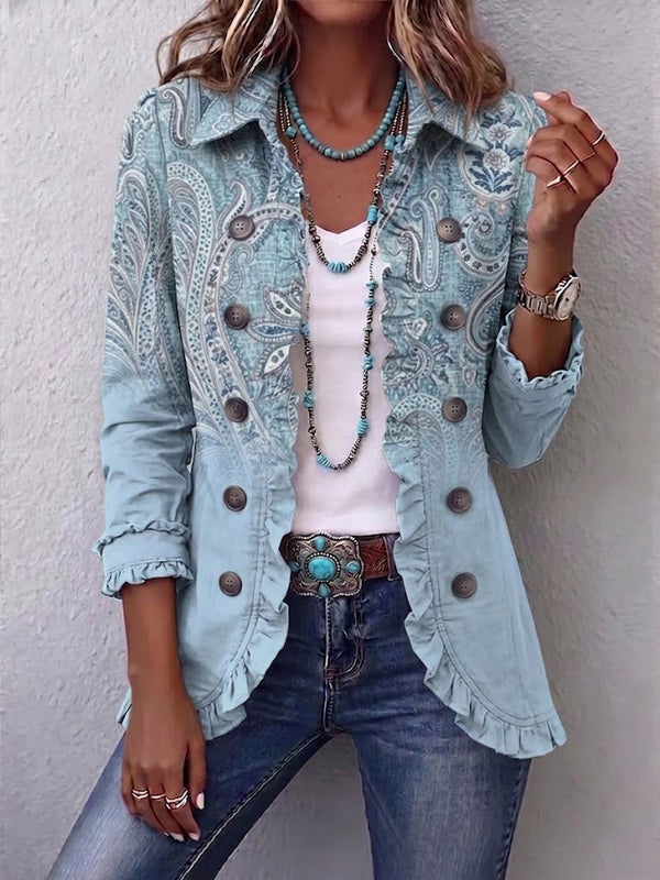 Cornelia™ | Blazer in Himmelblau mit Paisleymuster