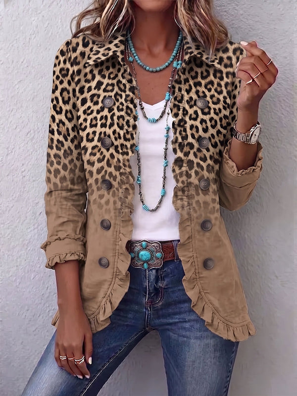 Claudia™ | Karamellfarbener Blazer mit Leopardenmuster