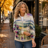 Zelda™ | Cardigan mit Reissverschluss und Distel-Landschaftsmotiv