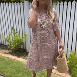 ZORA | MIDI-KLEID MIT KURZEN ÄRMELN IN SAND