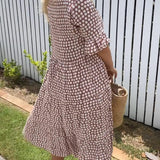 ZORA | MIDI-KLEID MIT KURZEN ÄRMELN IN SAND
