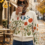 Wrenna™ | Cardigan mit Reissverschluss und Blumenwiesen-Motiv