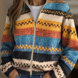 Yseult™ | Mehrfarbiger Strickcardigan mit Zickzackmuster