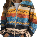 Yseult™ | Mehrfarbiger Strickcardigan mit Zickzackmuster
