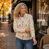 Persephone™ | Eleganter Cardigan mit floralem Rankenmuster in Creme