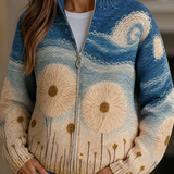 Yolanda™ | Cardigan mit Reissverschluss und Löwenzahnwiesen-Motiv