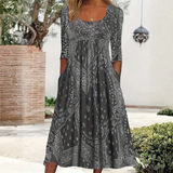 ELOWEN | MIDI-KLEID MIT LANGEN ÄRMELN CASUAL