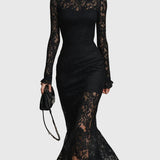 Monica | Elegantes Maxikleid mit ausgestelltem Spitzenrock