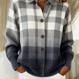 Agnes | Grau karierter Ombré-Cardigan