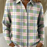 Margot | Bluse im Pastellkaromuster mit Knopfverschluss