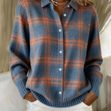 Zafira | Bequemer Cardigan mit blauem Karomuster