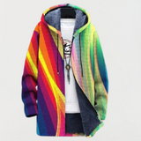 Martina™ | Regenbogenfarbene Kapuzenjacke mit Streifen
