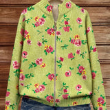Constance™ | Blumen-Cardigan mit Reissverschluss in Rosa und Limette