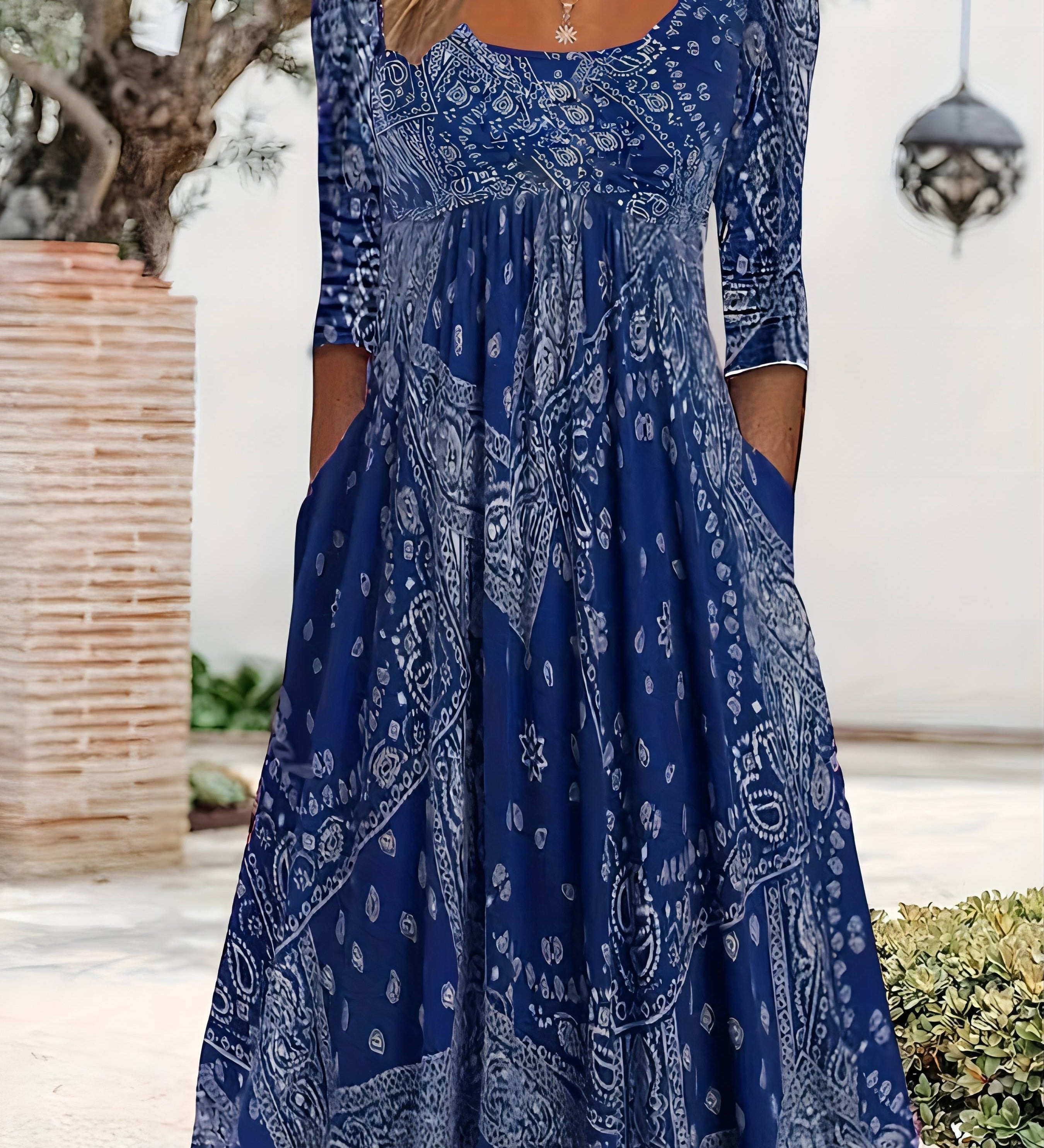ELOWEN | MIDI-KLEID MIT LANGEN ÄRMELN CASUAL