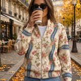 Eulalia™ | Rippstrick-Cardigan mit Kletterrosen