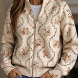 Persephone™ | Eleganter Cardigan mit floralem Rankenmuster in Creme