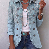 Cornelia™ | Blazer in Himmelblau mit Paisleymuster