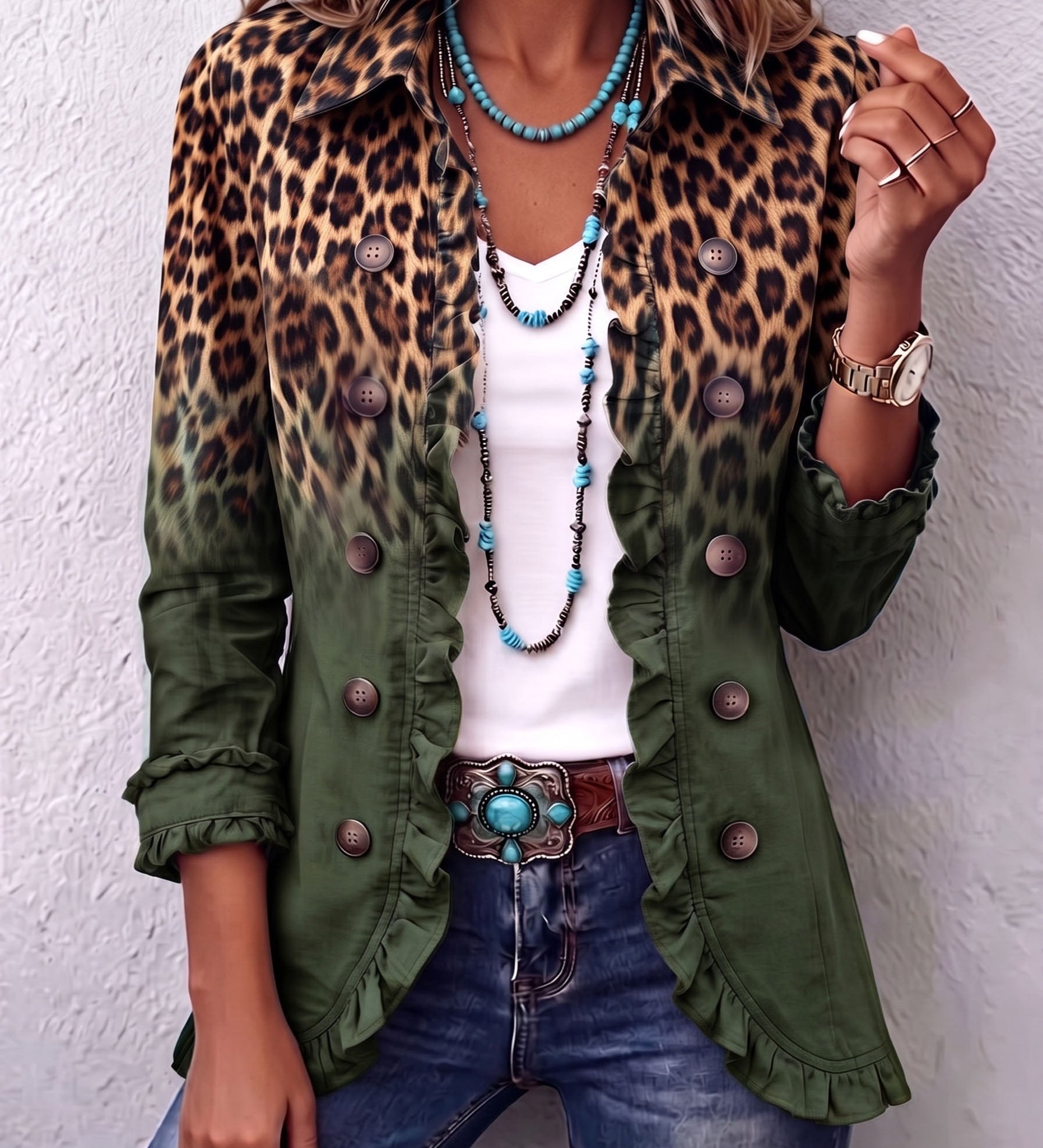 Barbara™ | Leoparden-Blazer mit Ombré-Effekt