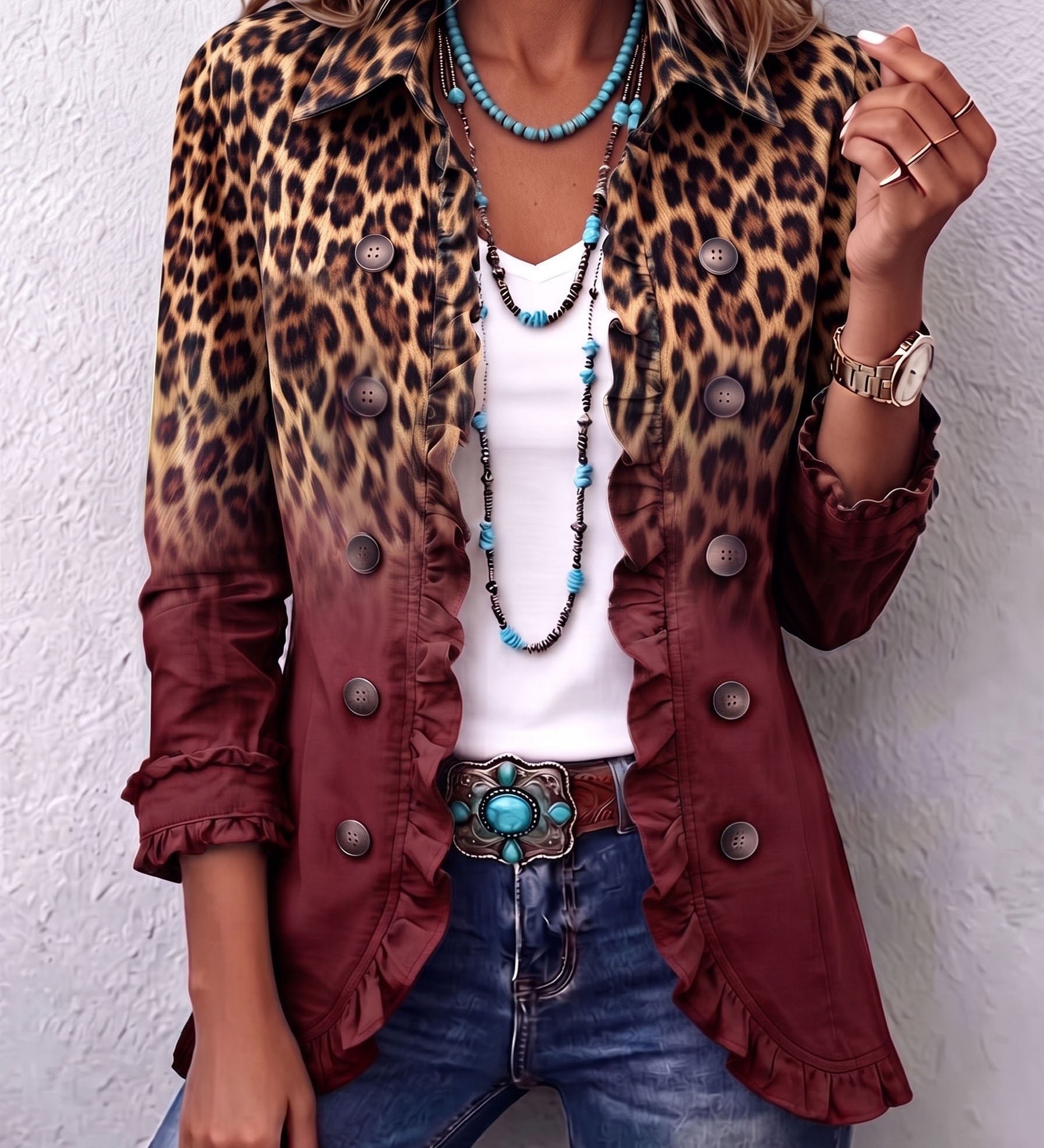 Barbara™ | Leoparden-Blazer mit Ombré-Effekt