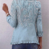 Cornelia™ | Blazer in Himmelblau mit Paisleymuster