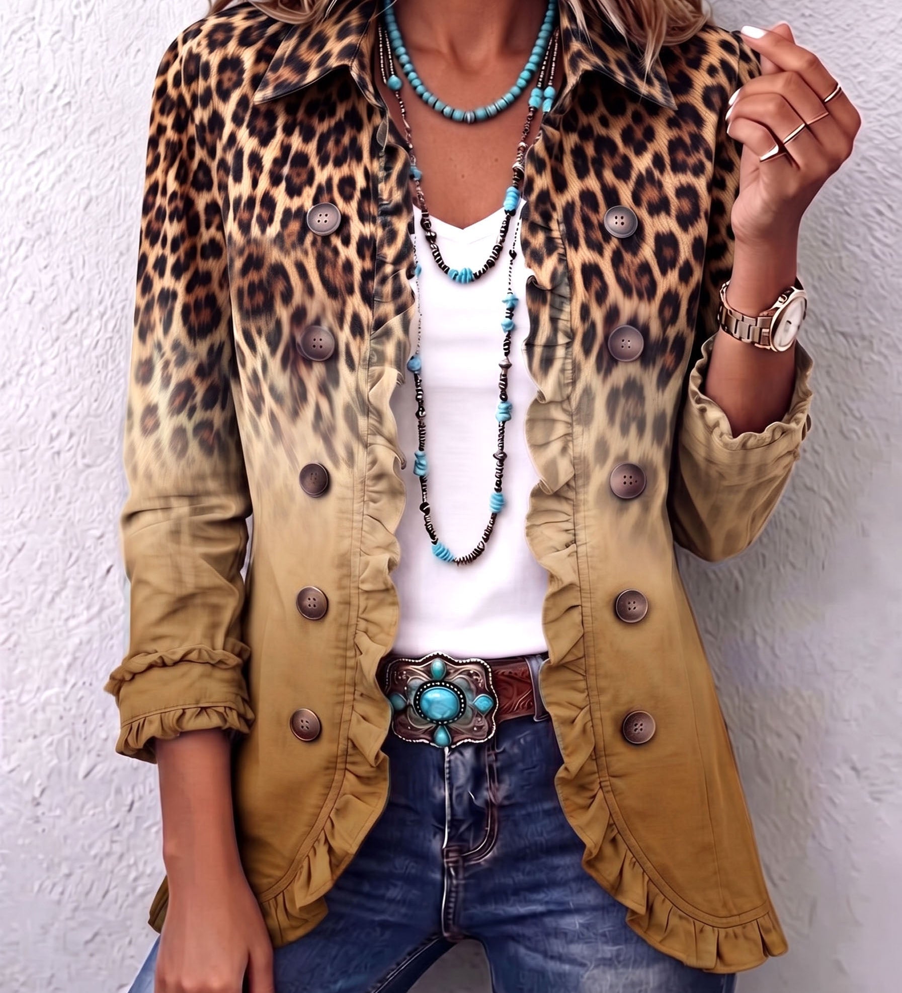 Barbara™ | Leoparden-Blazer mit Ombré-Effekt
