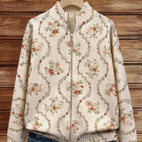 Persephone™ | Eleganter Cardigan mit floralem Rankenmuster in Creme