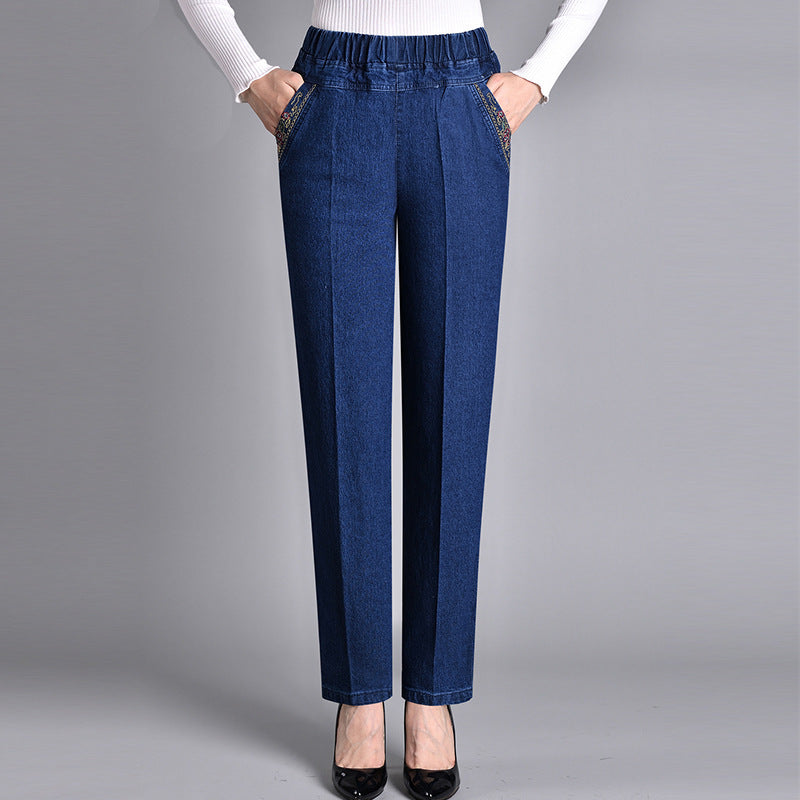 Solveig  | Damenjeans mit elastischem Bund und Seitentaschen