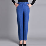 Solveig  | Damenjeans mit elastischem Bund und Seitentaschen