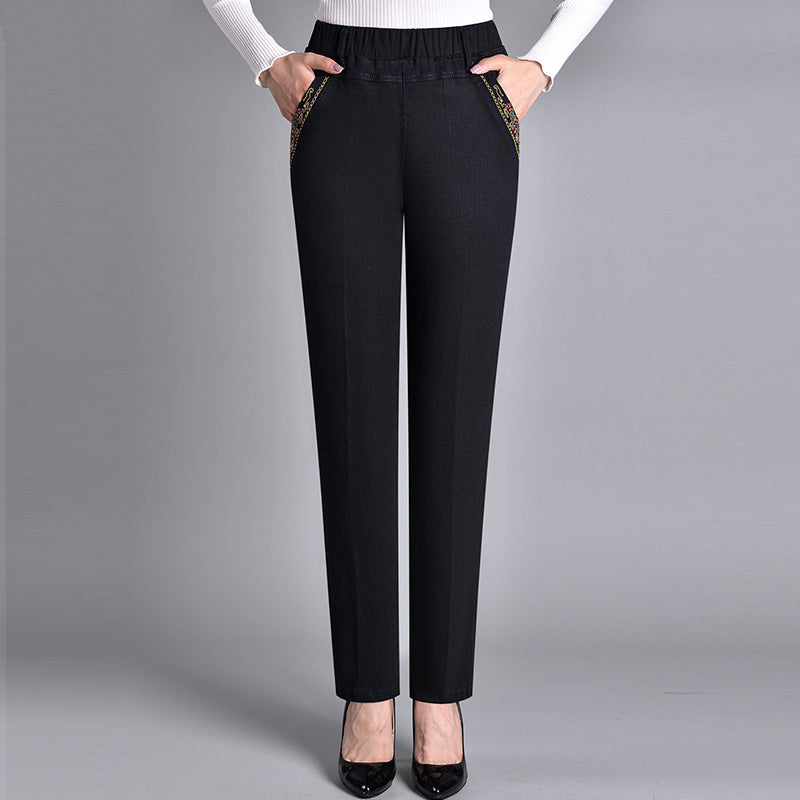 Solveig  | Damenjeans mit elastischem Bund und Seitentaschen