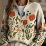 Wrenna™ | Cardigan mit Reissverschluss und Blumenwiesen-Motiv
