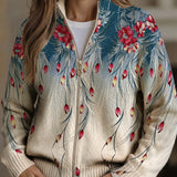 Zillah™ | Cardigan mit Pfauenfedern und Blumenakzenten im Farbverlauf